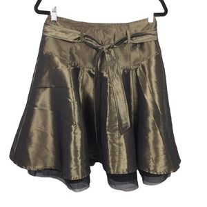 Bisou Bisou Women's Bronze Metallic A-line Front Tie Tulle Lined Skirt Size 6